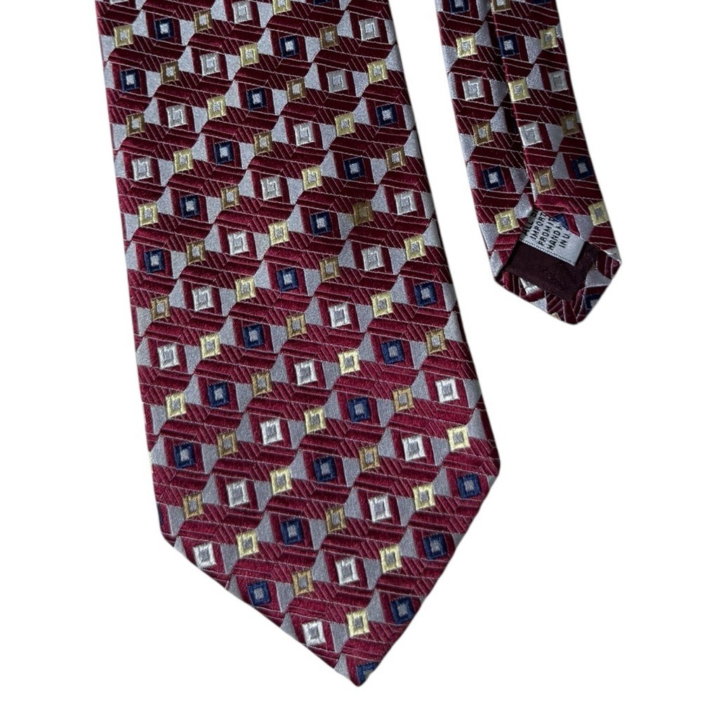 XMI for Nordstrom Mens Silk‎ Tie Quiet Luxury Old Money Formal Red Blue Handmade